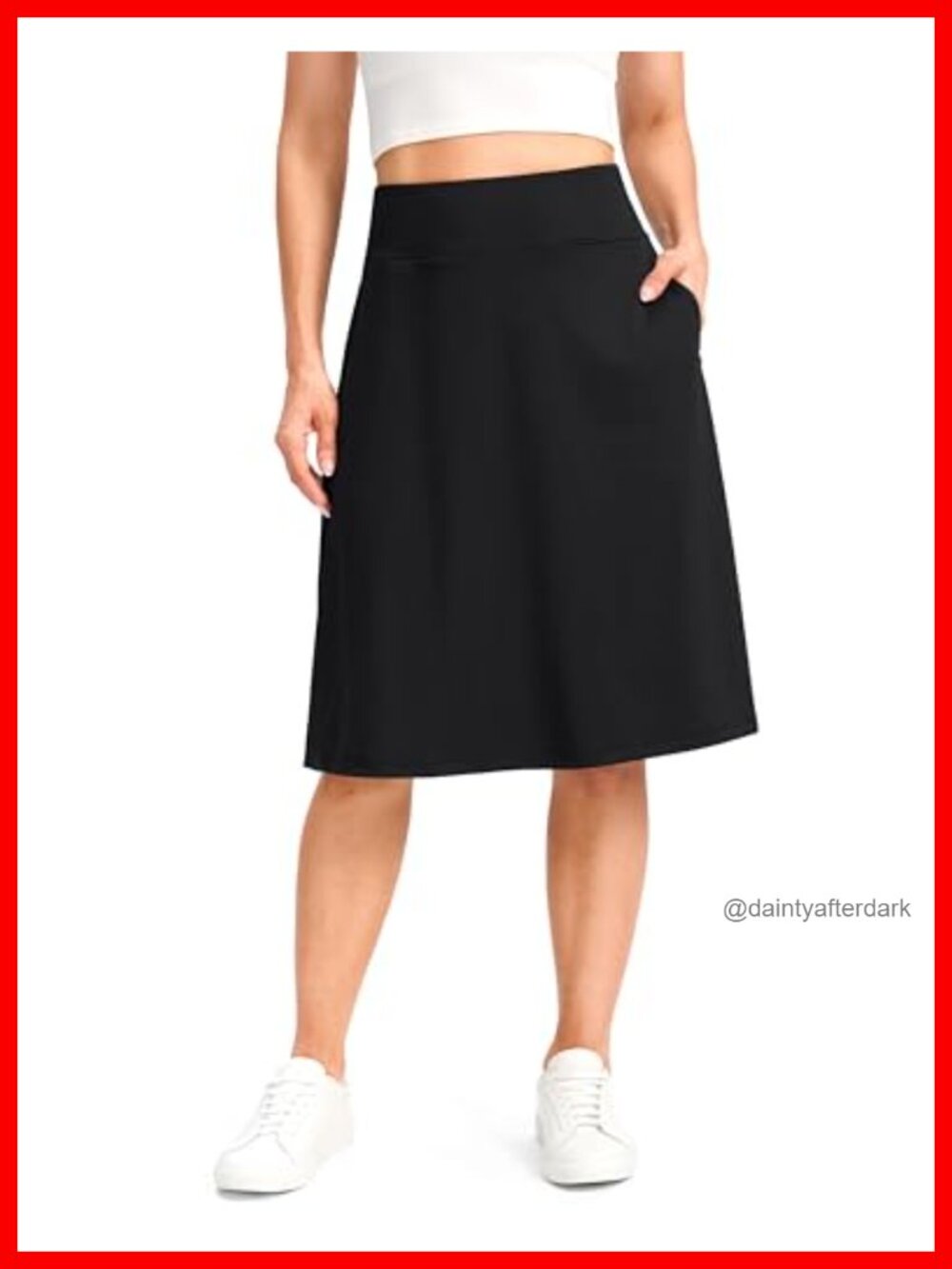 Women's 25" Long Stretchy Skorts with Pockets High Rise A-Line